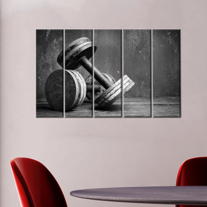 Black and White Dumbbells Hangings Canvas Print