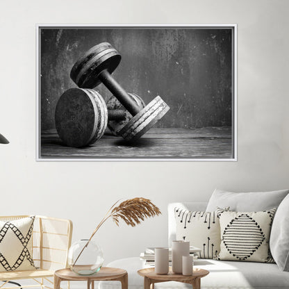 Black and White Dumbbells Hangings Canvas Print