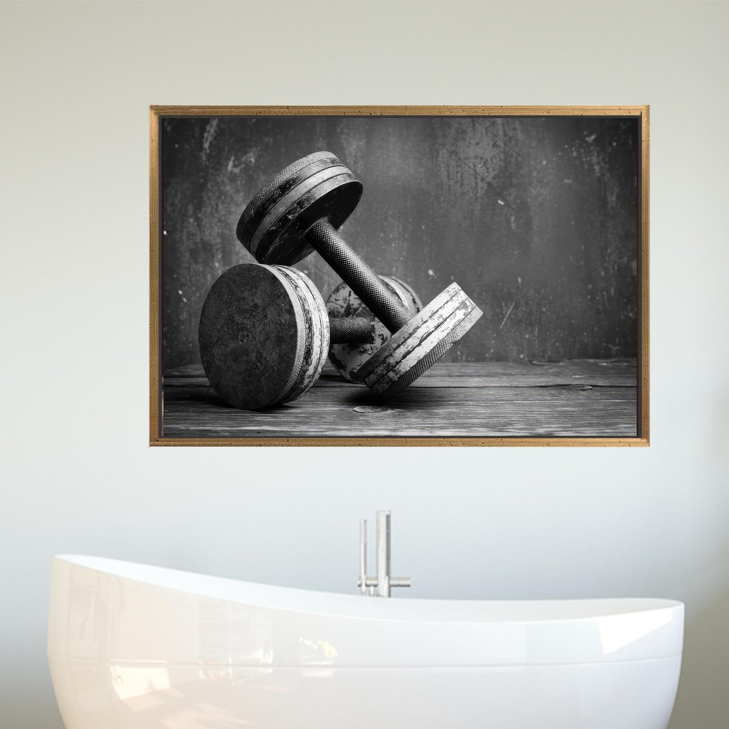 Black and White Dumbbells Hangings Canvas Print