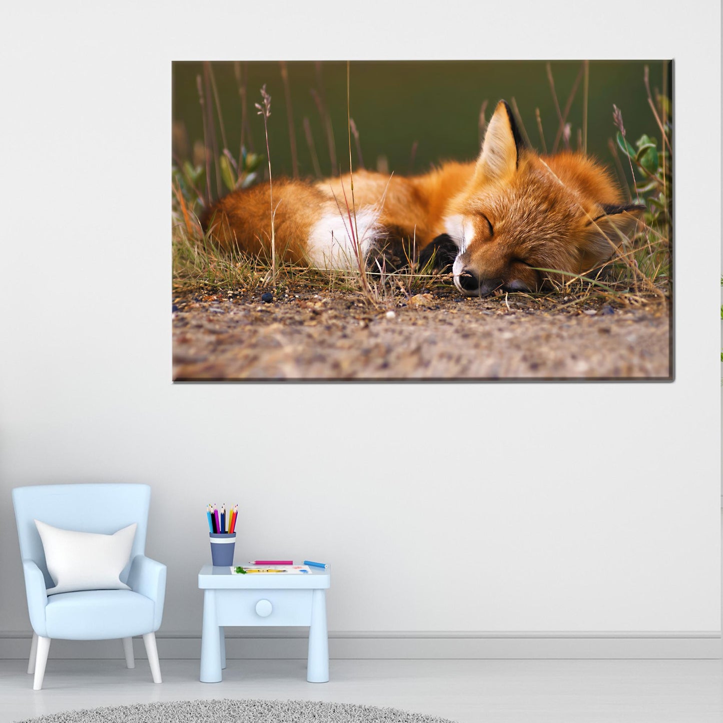 Sleeping Fox 3D Cute Canvas Print