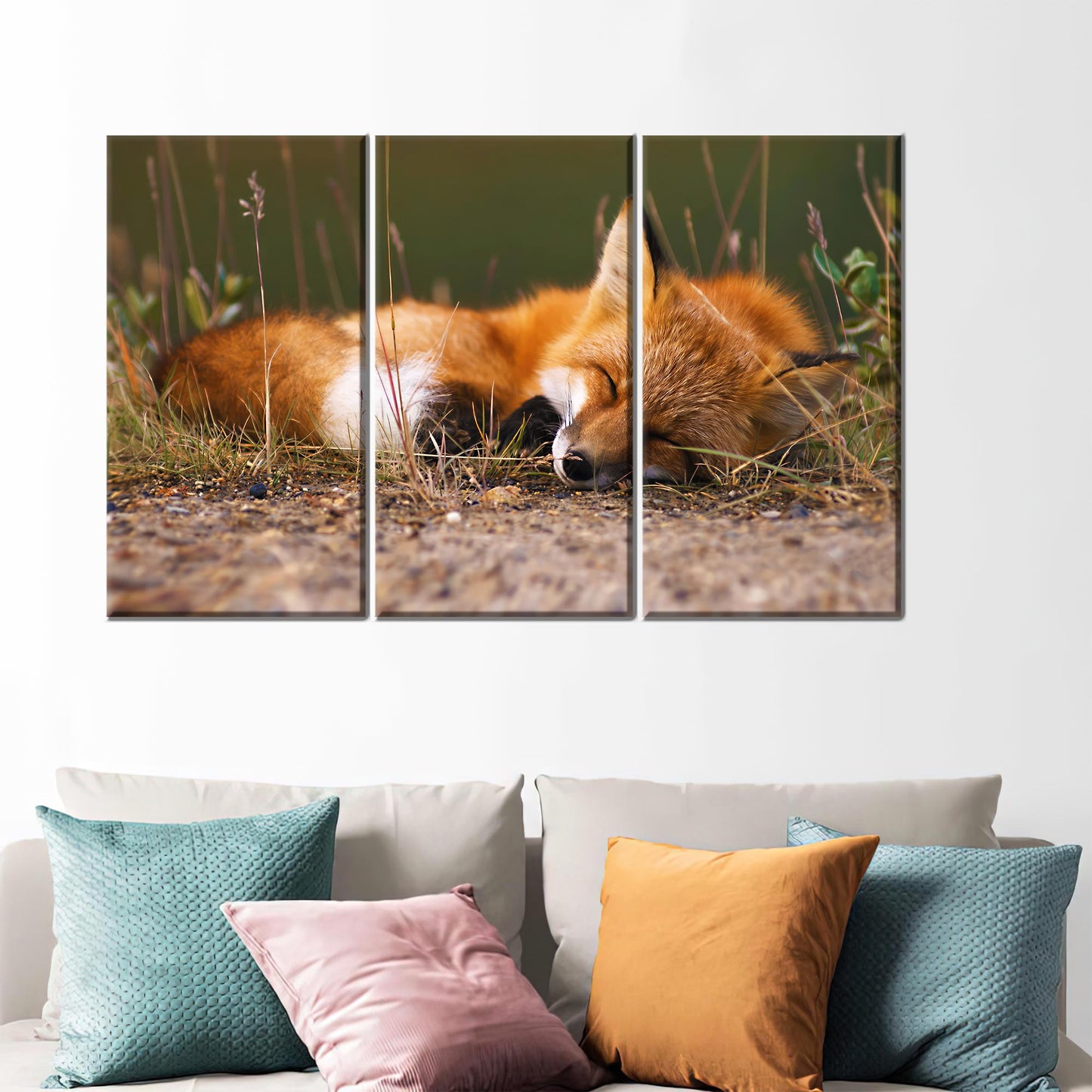Sleeping Fox 3D Cute Canvas Print