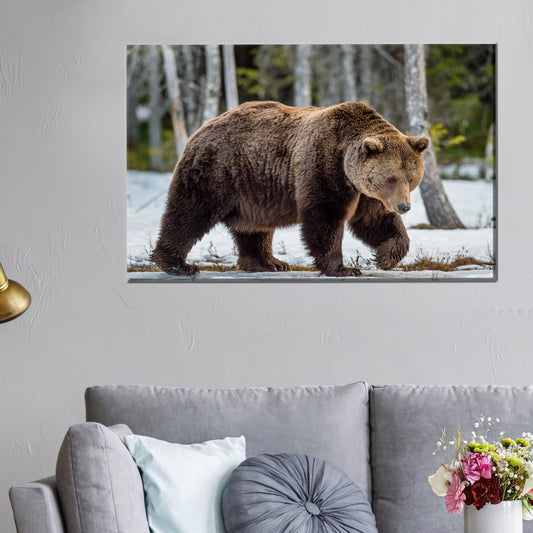 Brown Bear Art Canvas, Personalized Valentine's Day Gift for Him, Wild Animal Print, Loft Artwork