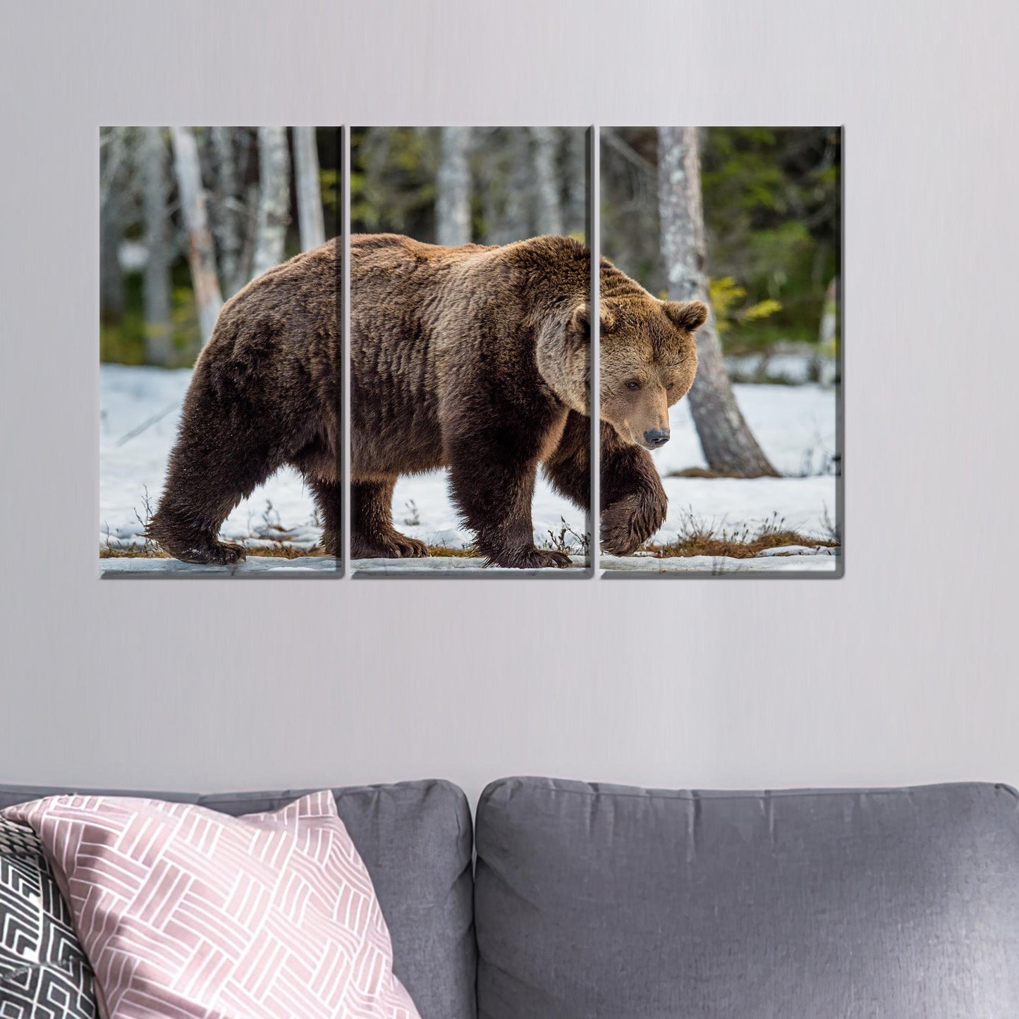 Brown Bear Art Canvas, Personalized Valentine's Day Gift for Him, Wild Animal Print, Loft Artwork