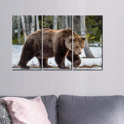 Brown Bear Art Canvas, Personalized Valentine's Day Gift for Him, Wild Animal Print, Loft Artwork