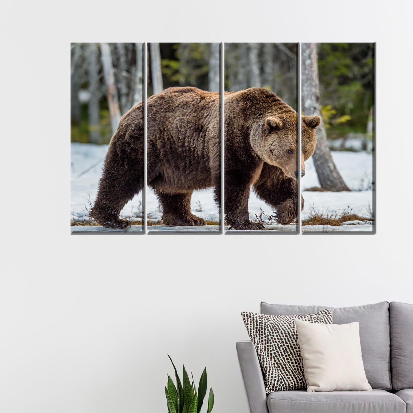 Brown Bear Art Canvas, Personalized Valentine's Day Gift for Him, Wild Animal Print, Loft Artwork
