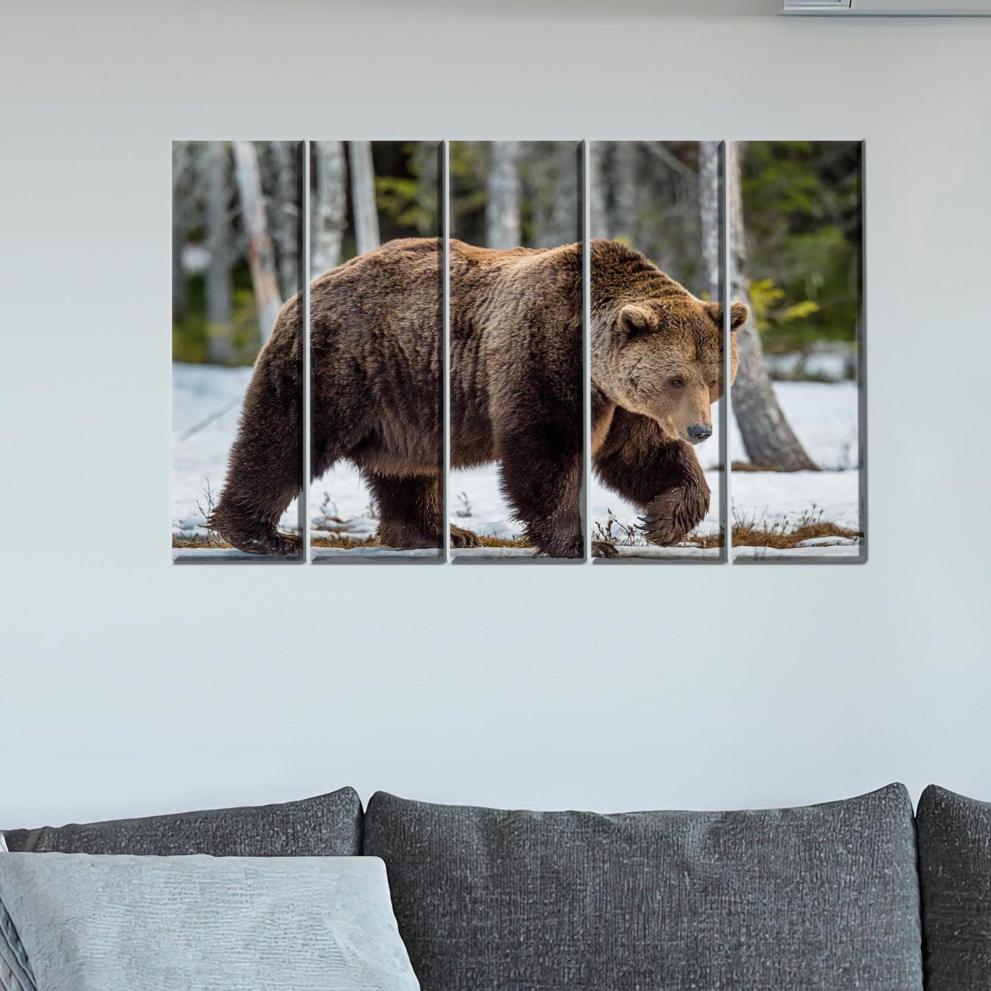 Brown Bear Art Canvas, Personalized Valentine's Day Gift for Him, Wild Animal Print, Loft Artwork
