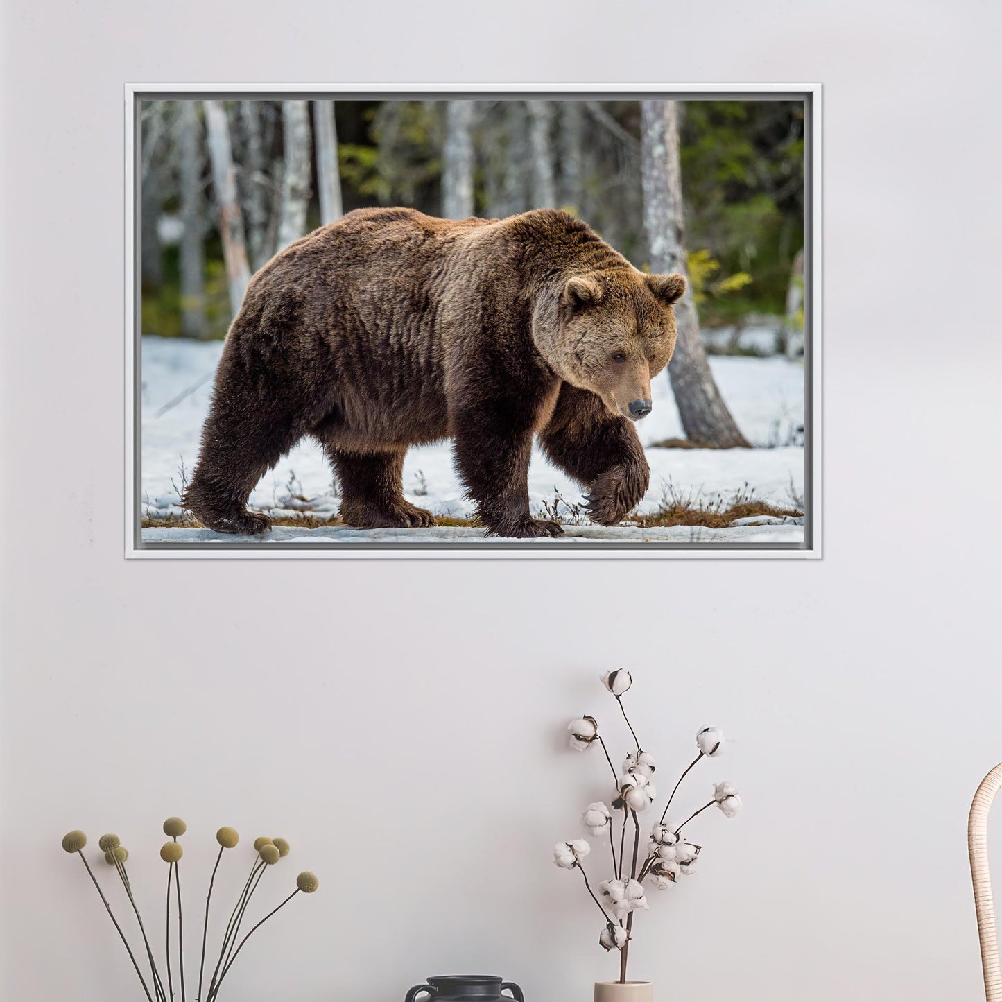 Brown Bear Art Canvas, Personalized Valentine's Day Gift for Him, Wild Animal Print, Loft Artwork
