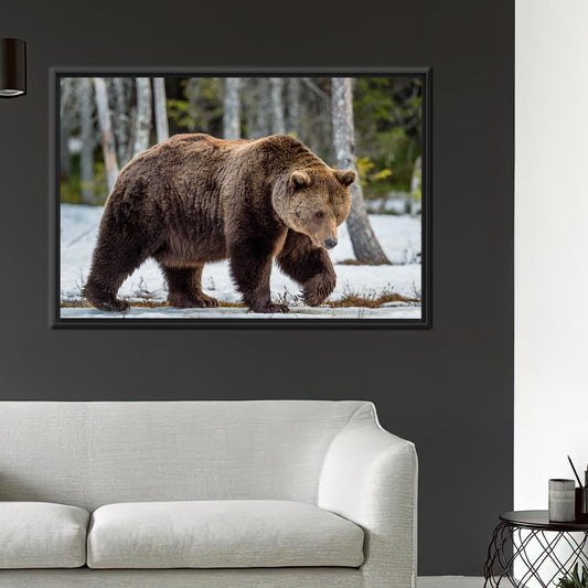 Brown Bear Art Canvas, Personalized Valentine's Day Gift for Him, Wild Animal Print, Loft Artwork