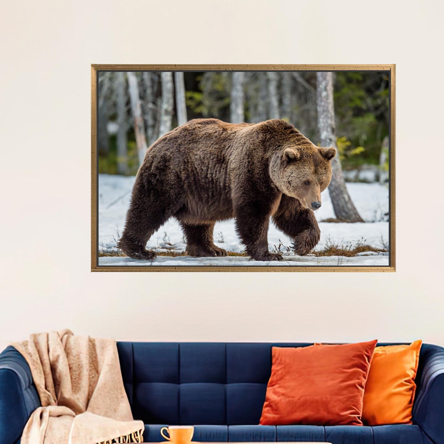 Brown Bear Art Canvas, Personalized Valentine's Day Gift for Him, Wild Animal Print, Loft Artwork