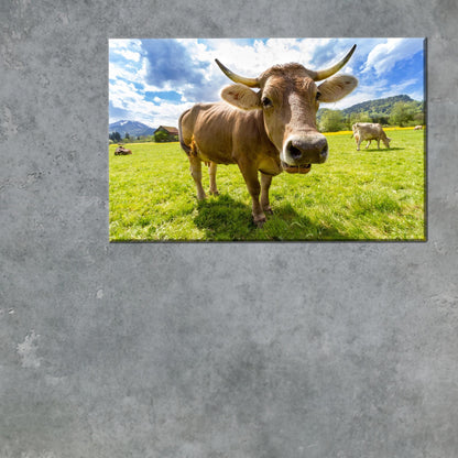 Farm 3D Cattle Head Canvas Print