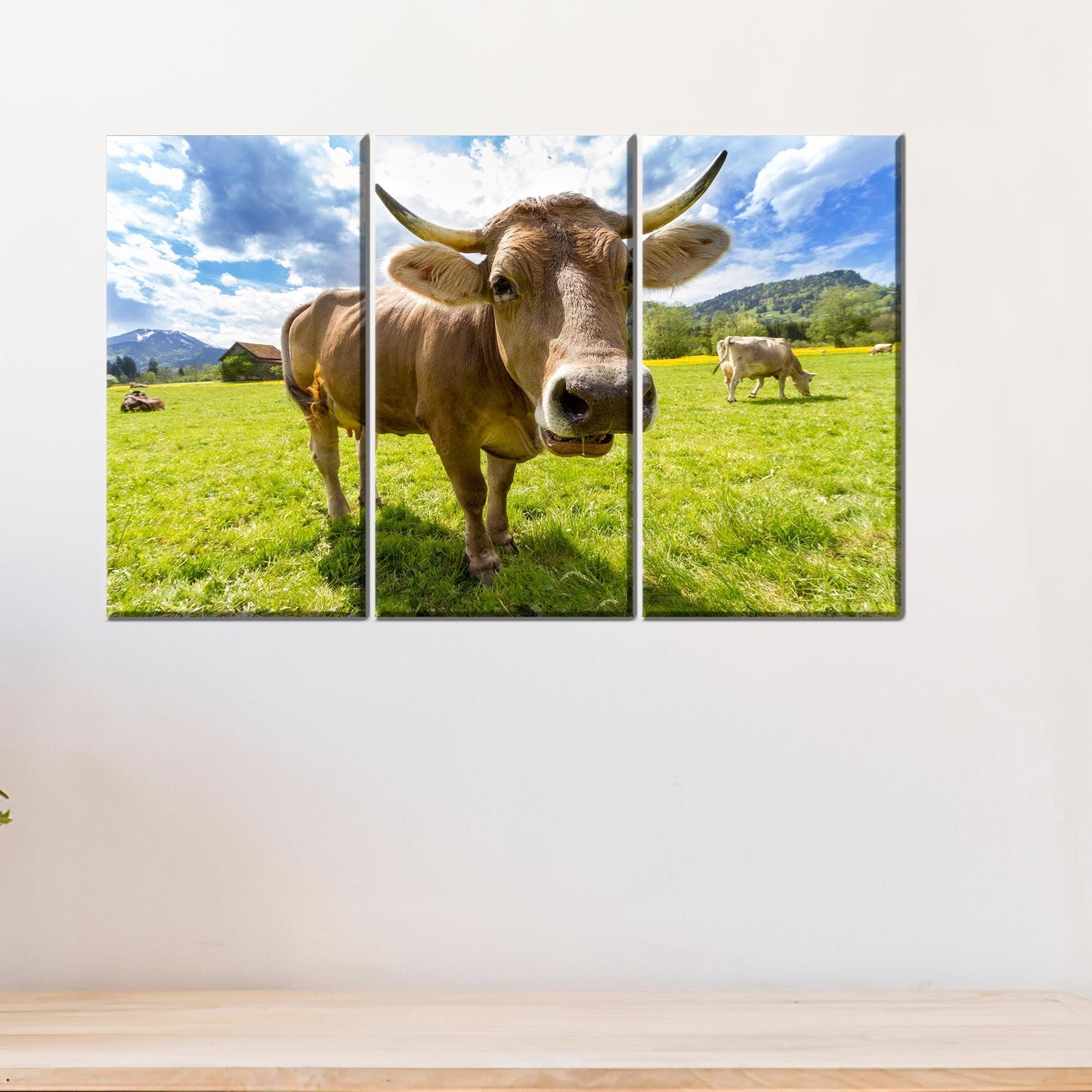 Farm 3D Cattle Head Canvas Print