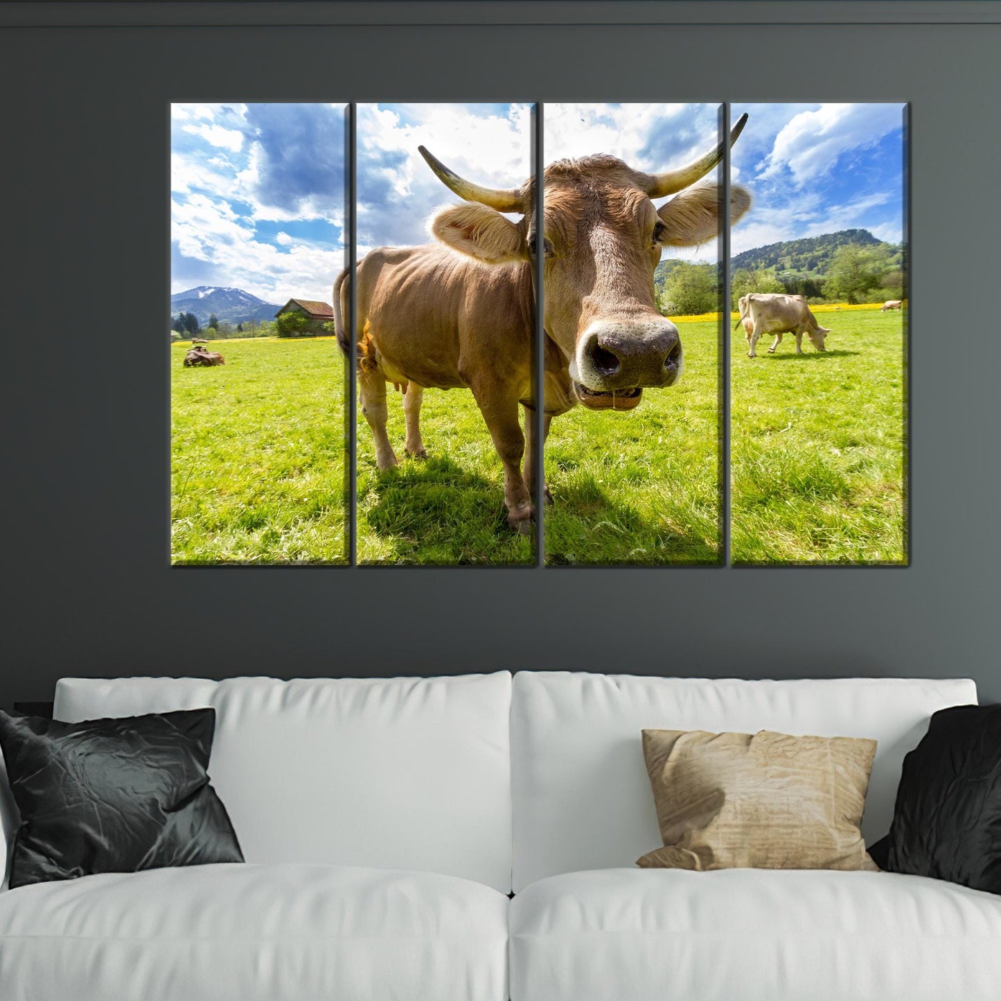 Farm 3D Cattle Head Canvas Print