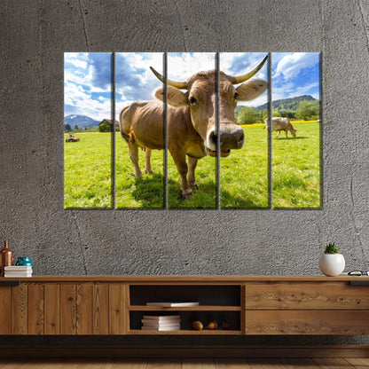 Farm 3D Cattle Head Canvas Print