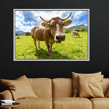 Farm 3D Cattle Head Canvas Print