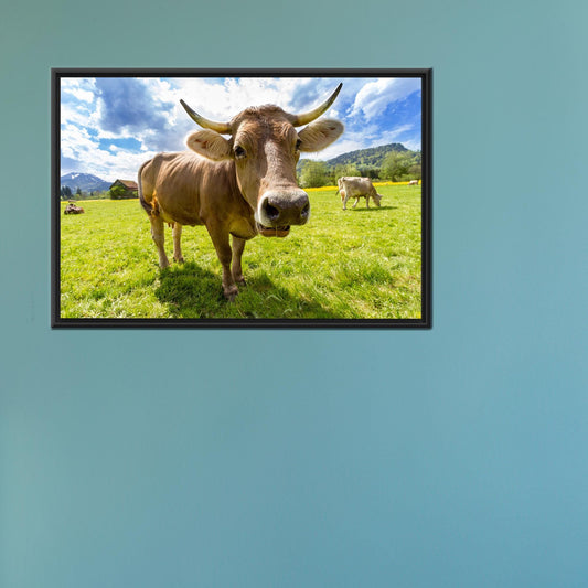 Farm Wall Art: Farmhouse 3D Cattle Head Canvas Print, Housewarming Gift, Animal Wall Hanging