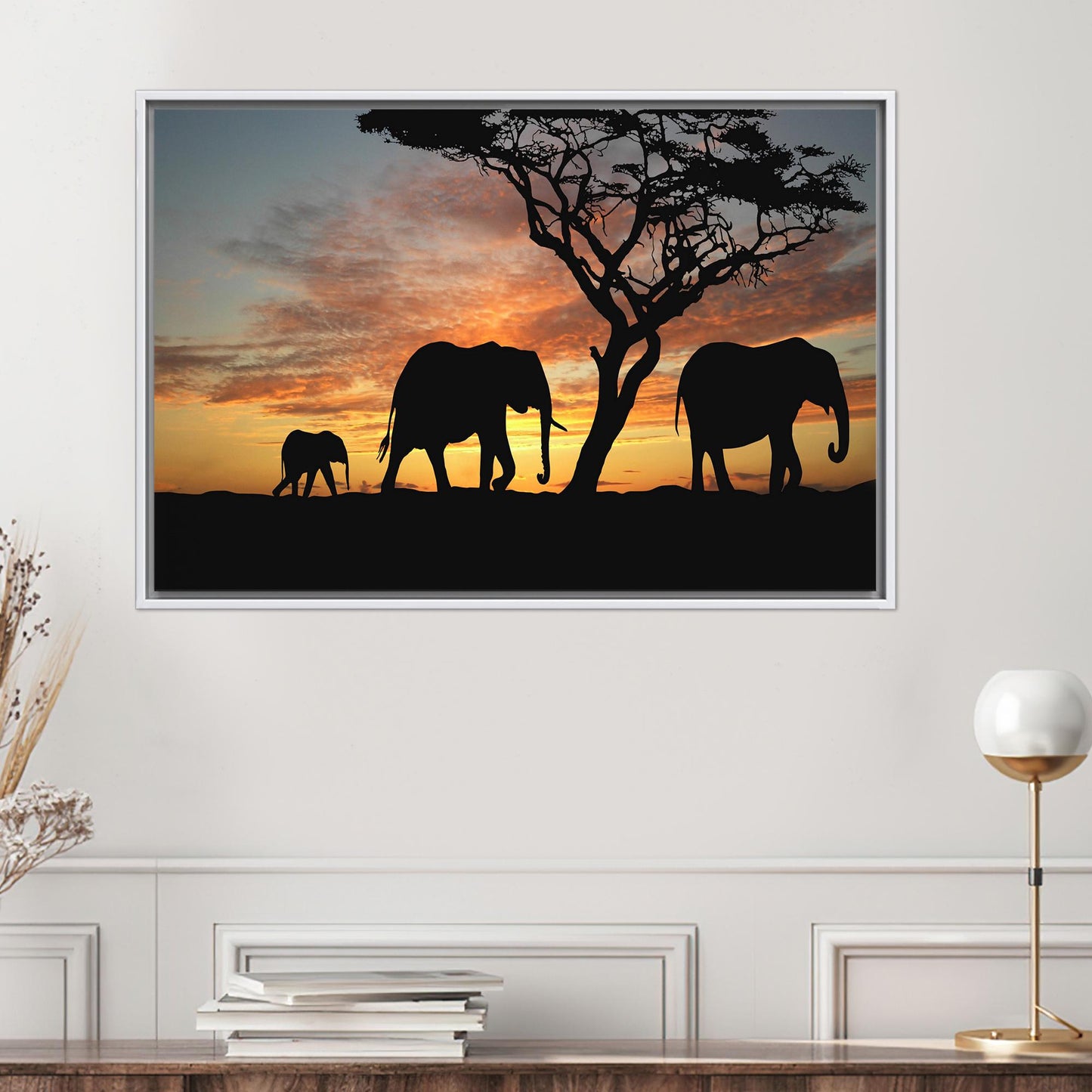 Elephant Safari African Landscape Canvas Print