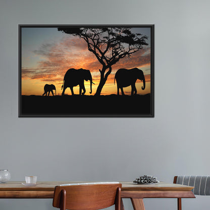 Elephant Safari African Landscape Canvas Print