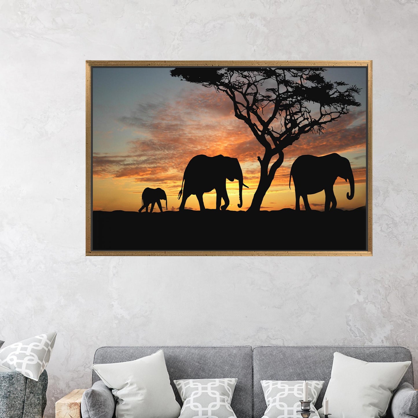 Elephant Safari African Landscape Canvas Print