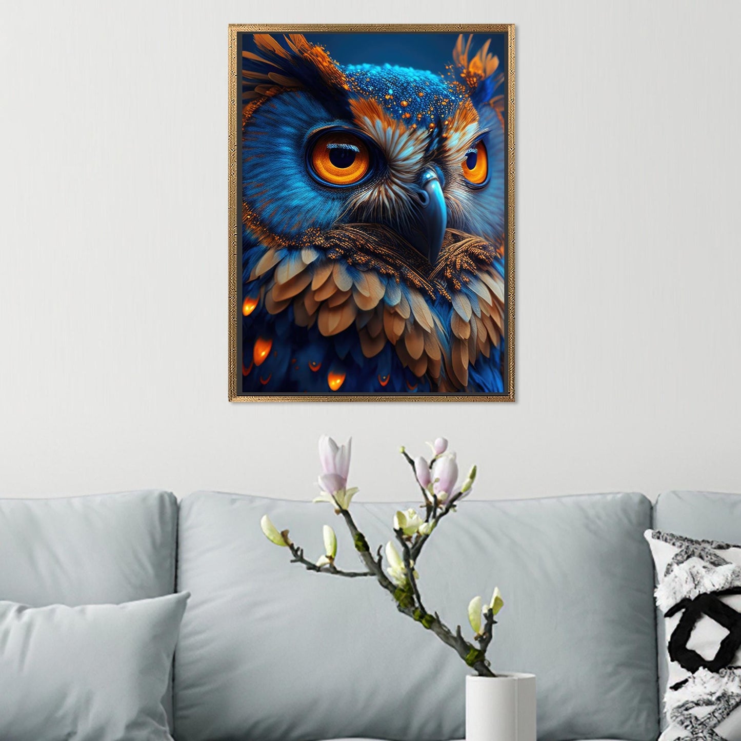 Blue Owl Floating Canvas Print
