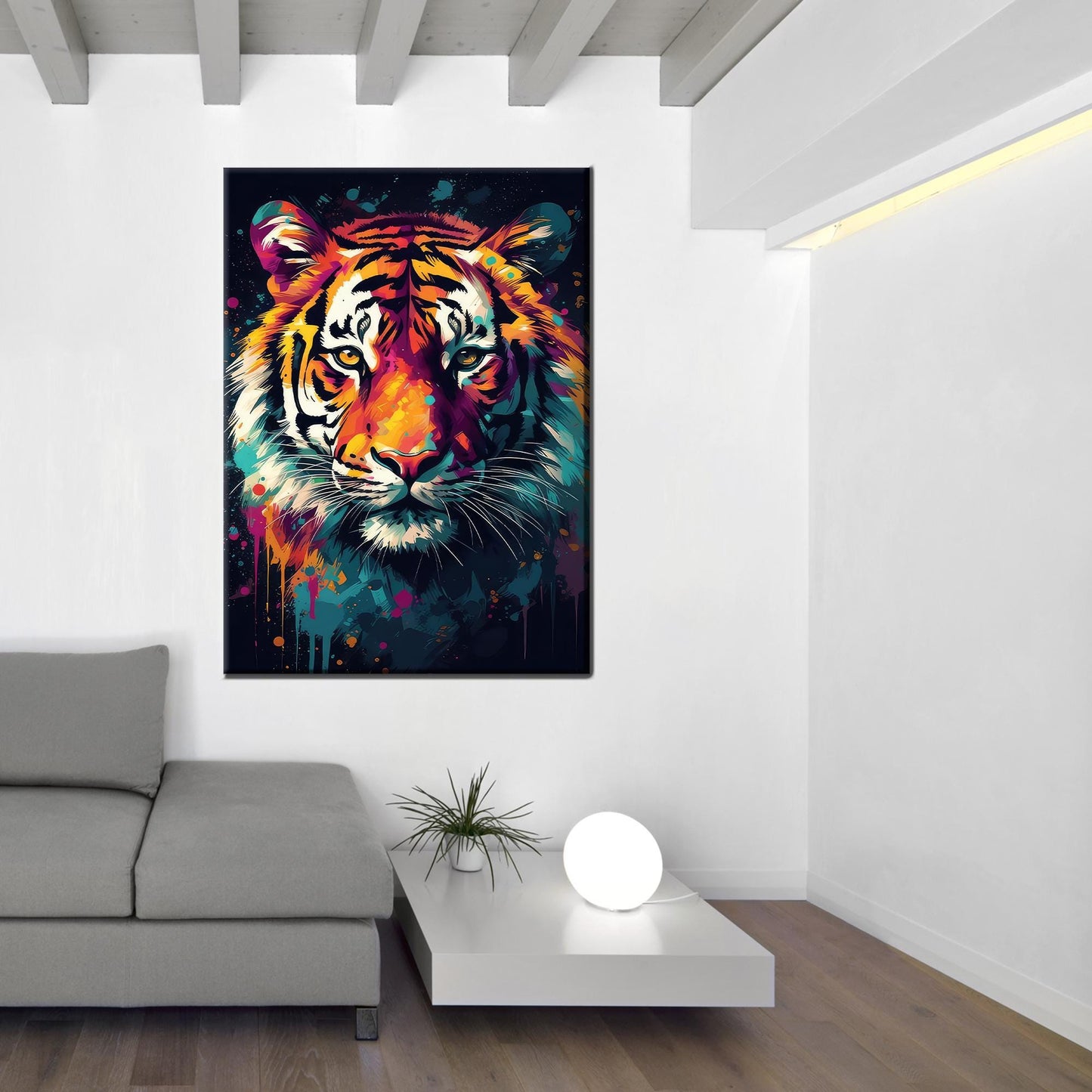 Colorful Tiger Abstract Canvas Print