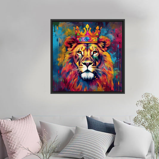 Modern Animal Art Canvas Print: Personalized Lion Wall Art for Him
