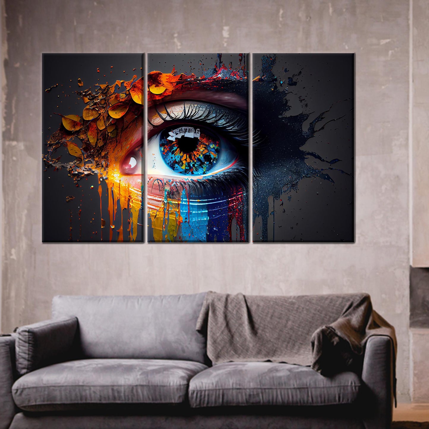 Modern Abstract Eye 3D Canvas Print, Personalized Baby Girl Gift, Eye Illustration Canvas Decor