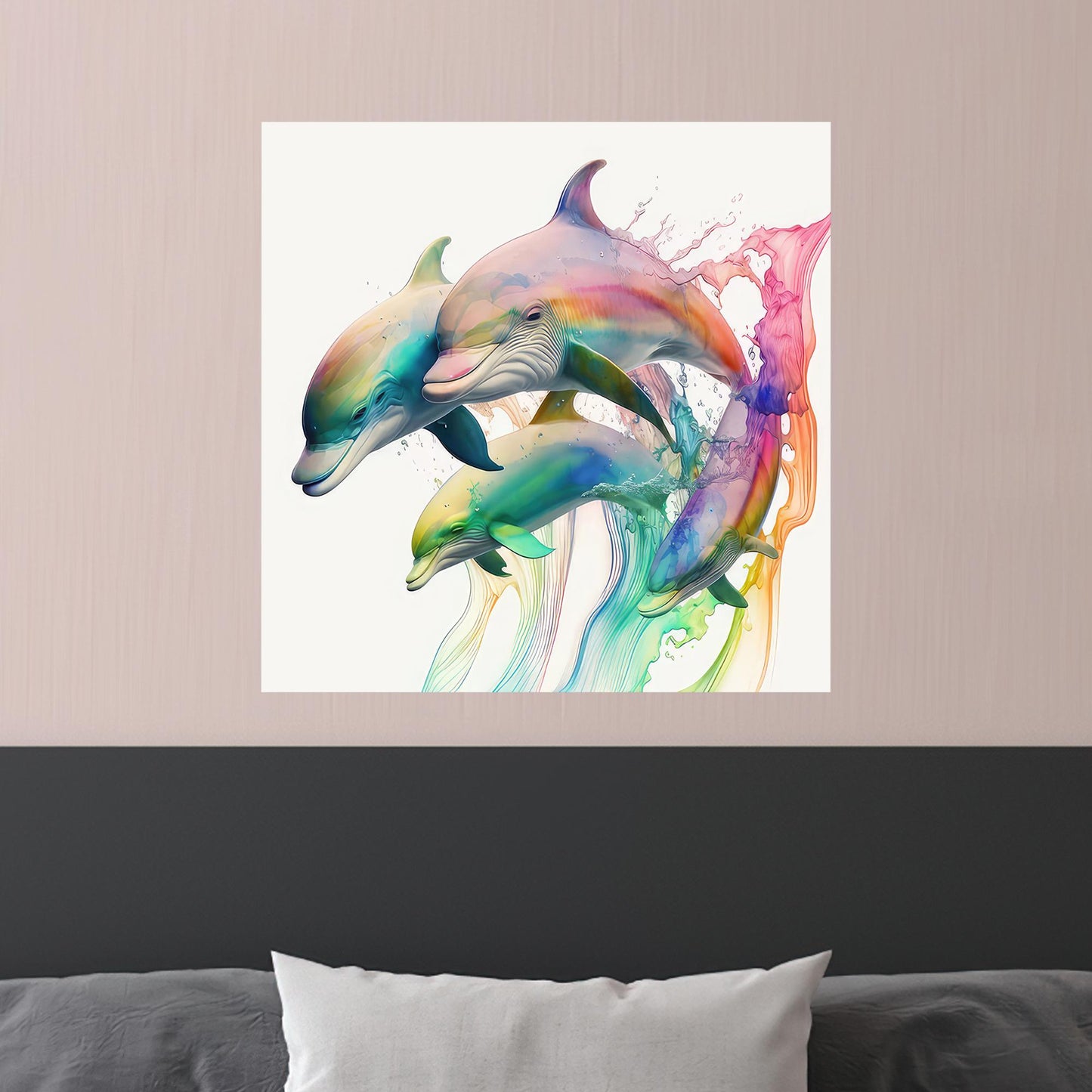 Dolphin Colorful Bohemian Canvas Print