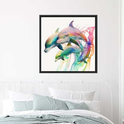 Dolphin Colorful Bohemian Canvas Print