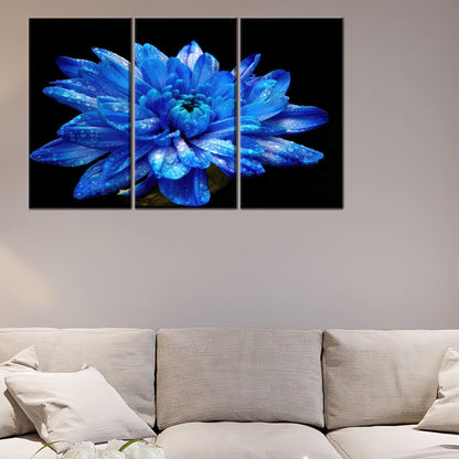 Blue Flower Canvas Gift: Elegant Blue Printed Wall Art, Personalized Gift for Mom, Botanical Design