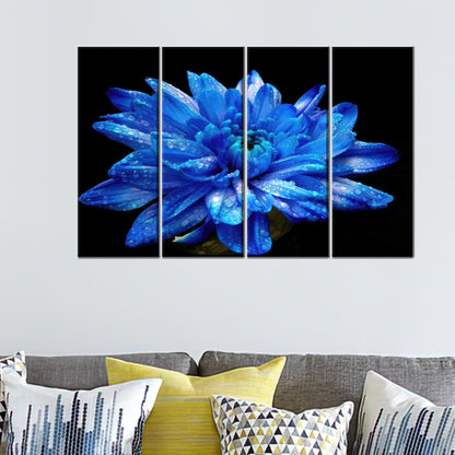 Blue Flower Canvas Gift: Elegant Blue Printed Wall Art, Personalized Gift for Mom, Botanical Design
