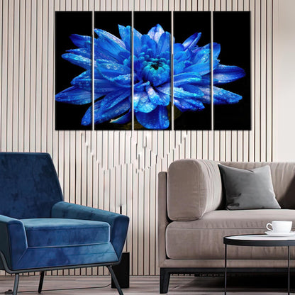 Blue Flower Canvas Gift: Elegant Blue Printed Wall Art, Personalized Gift for Mom, Botanical Design