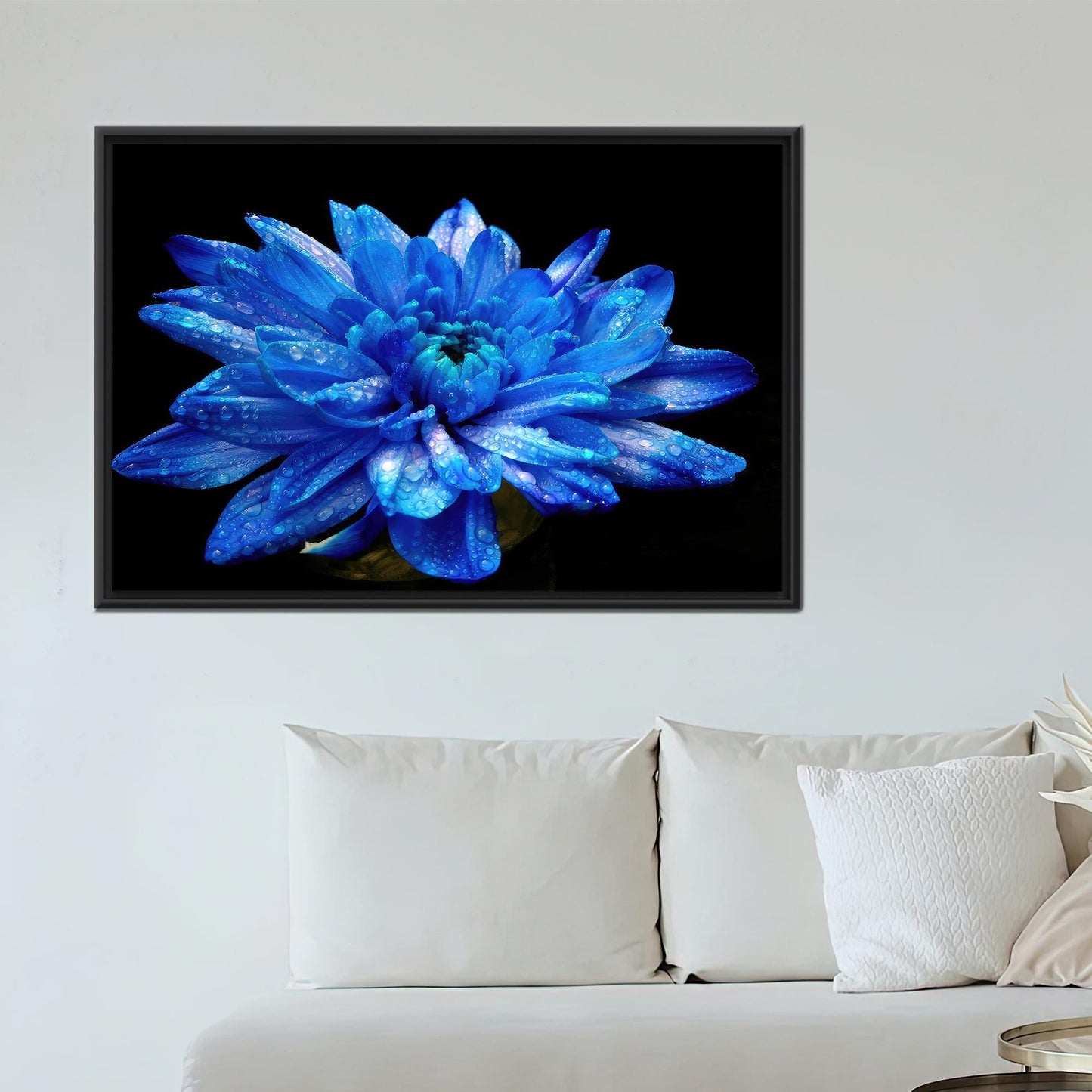 Blue Flower Canvas Gift: Elegant Blue Printed Wall Art, Personalized Gift for Mom, Botanical Design