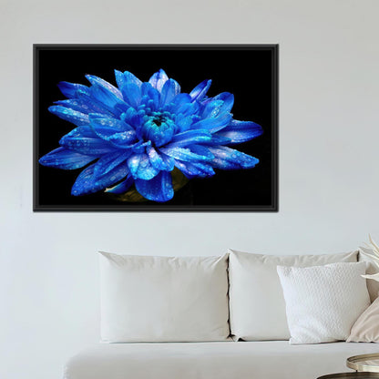 Blue Flower Canvas Gift: Elegant Blue Printed Wall Art, Personalized Gift for Mom, Botanical Design