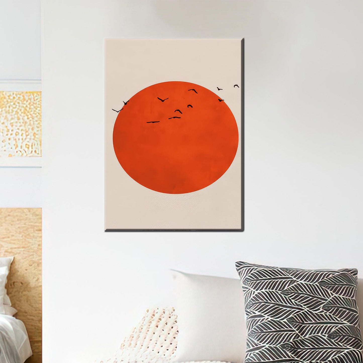 Birds Boho Blood Moon and Canvas Print