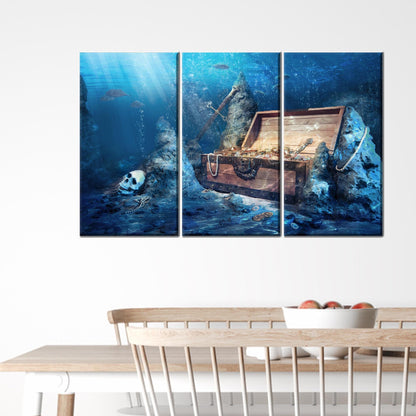 Treasure Chest Underwater Pirates Canvas Print