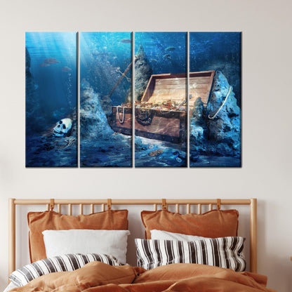 Treasure Chest Underwater Pirates Canvas Print