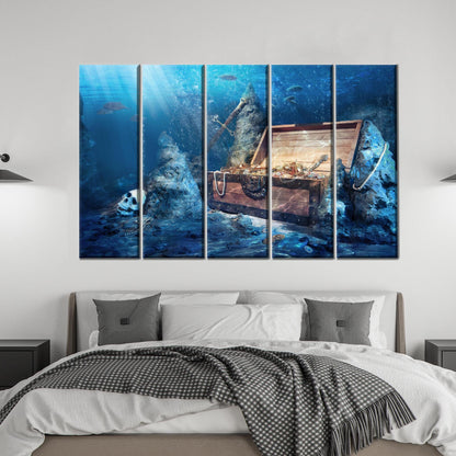 Treasure Chest Underwater Pirates Canvas Print