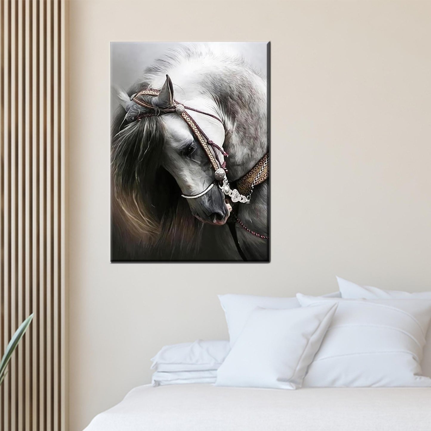 Modern Horse Art Canvas Print, Large Farmhouse Decor, Christmas Gift, Personalized Wedding Art