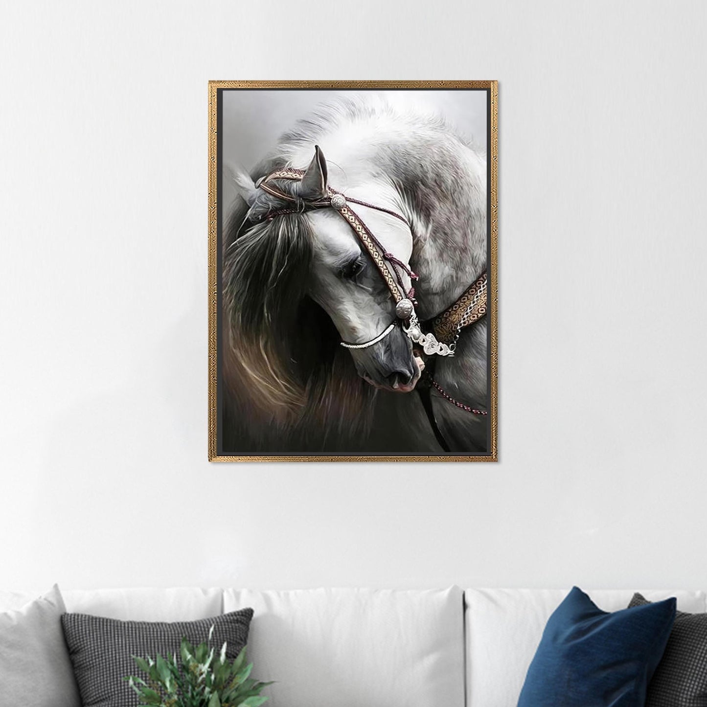 Modern Horse Art Canvas Print, Large Farmhouse Decor, Christmas Gift, Personalized Wedding Art