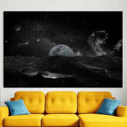 Starry Sky Landscape Galaxy Canvas Print
