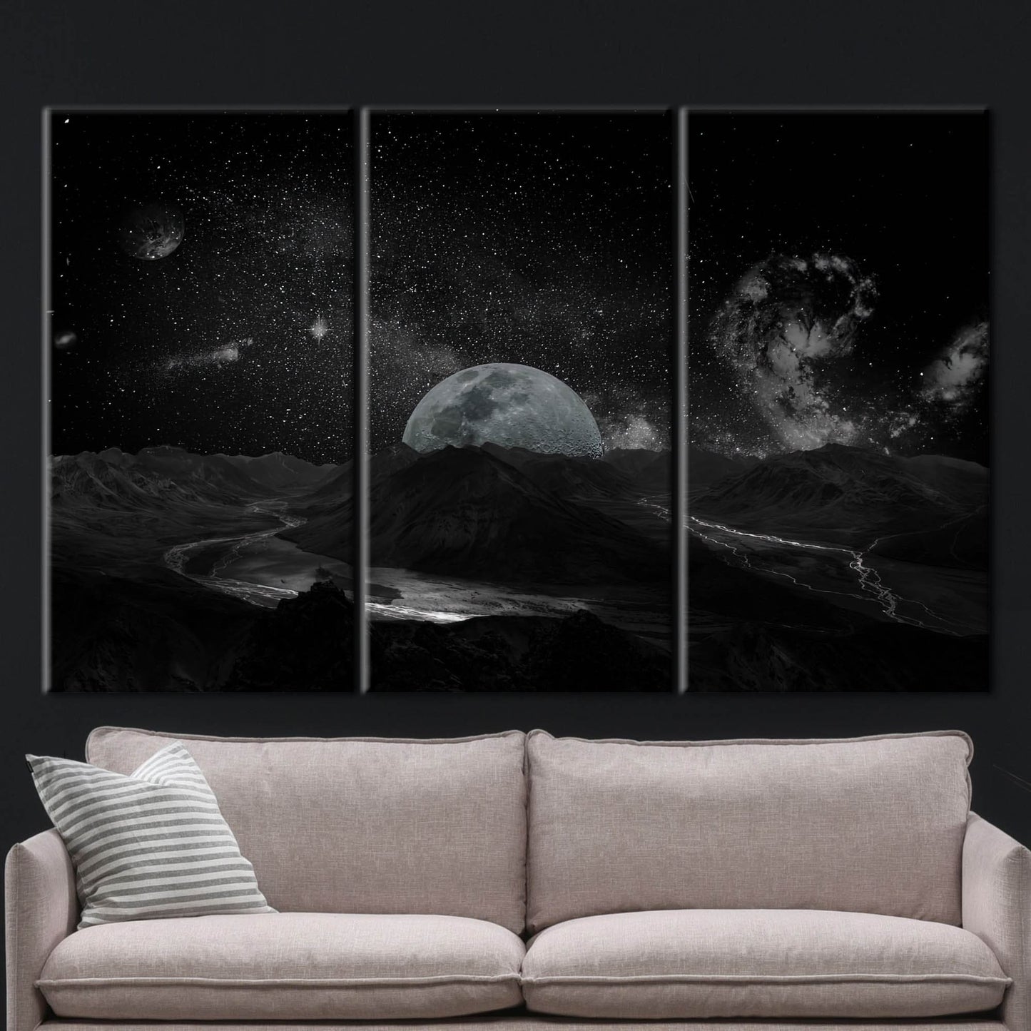 Starry Sky Landscape Galaxy Canvas Print