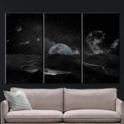 Starry Sky Landscape Galaxy Canvas Print