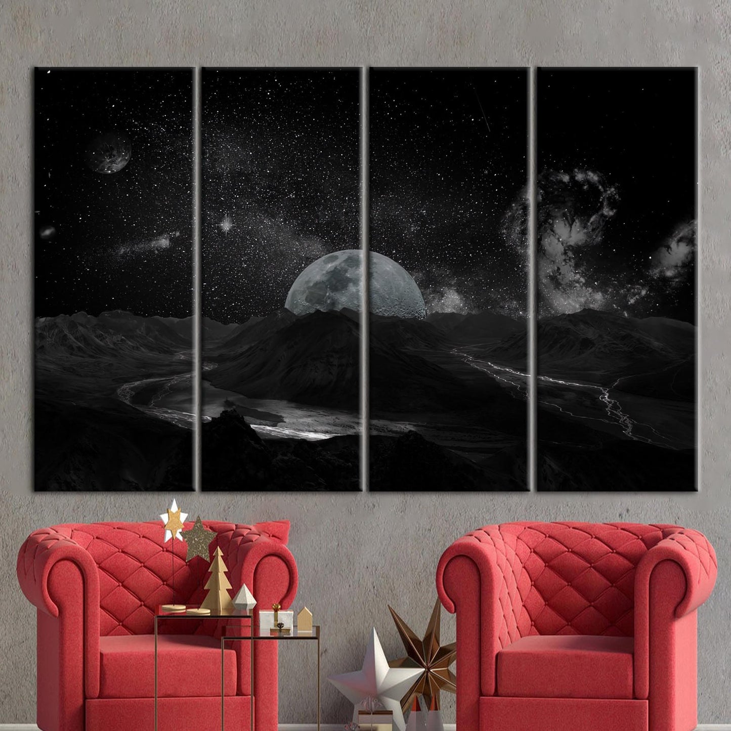 Starry Sky Landscape Galaxy Canvas Print
