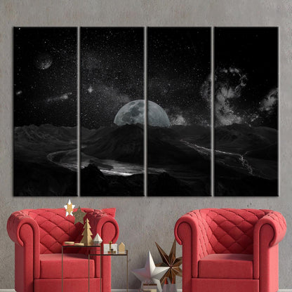 Starry Sky Landscape Galaxy Canvas Print