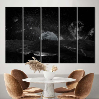 Starry Sky Landscape Galaxy Canvas Print