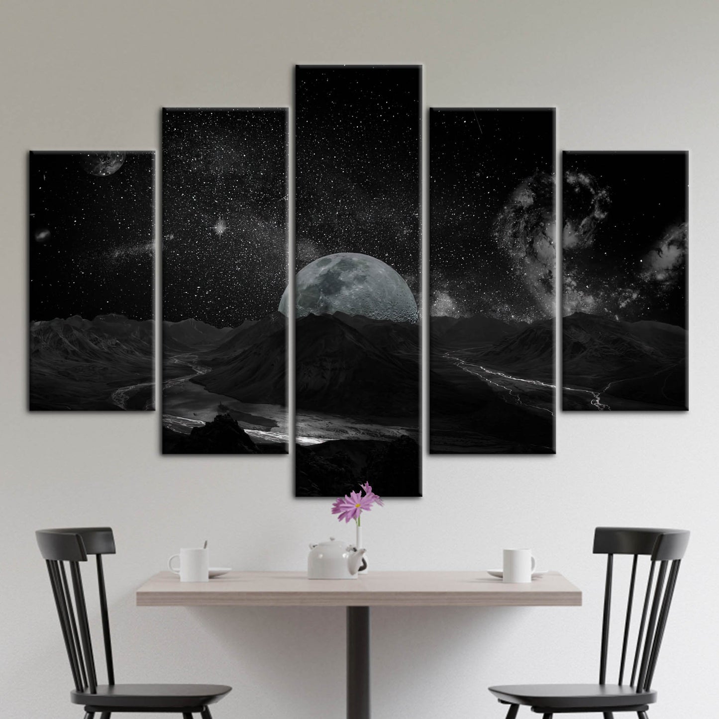 Starry Sky Landscape Galaxy Canvas Print
