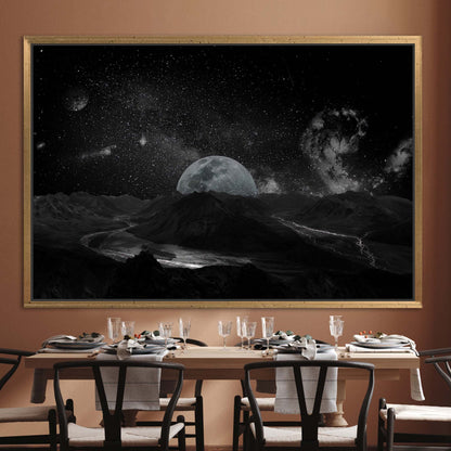 Starry Sky Landscape Galaxy Canvas Print