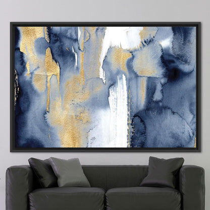 Blue and Gold Abstract Navy Canvas Print