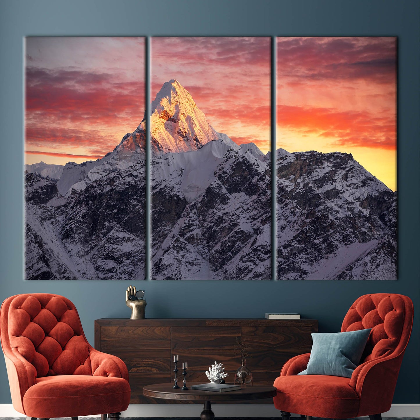 Ama Dablam Peak Wall Art: Nepal Sunrise Landscape Canvas Print