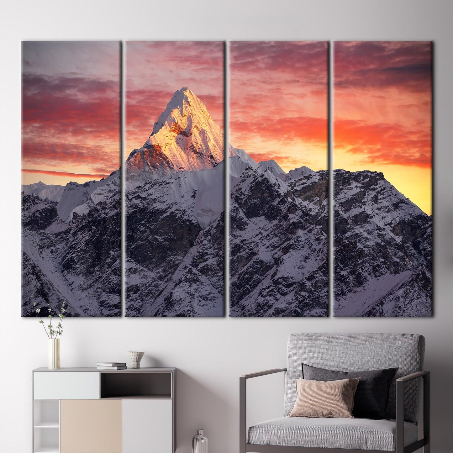 Ama Dablam Peak Wall Art: Nepal Sunrise Landscape Canvas Print